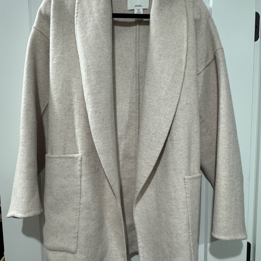 H&M Cream Oversized Open-Front Coat